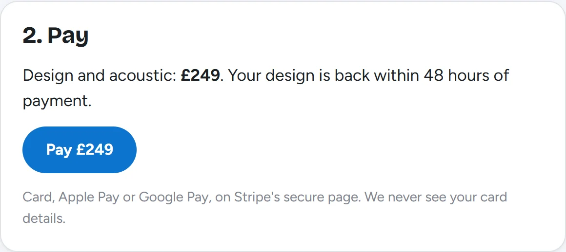 Example: the "Pay securely" step in a MyMVHR account.